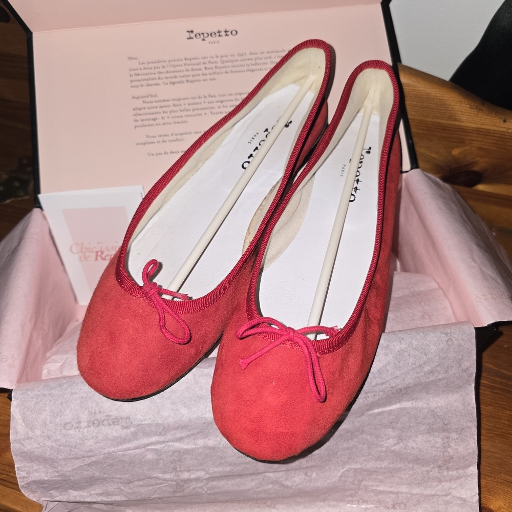 Repetto Red Suede Ballet Flats